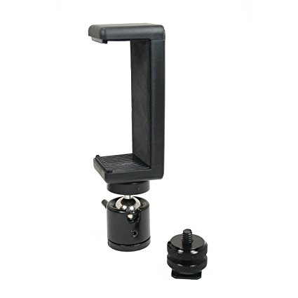 Livestream® Gear - Locking Ball Head with Hot Shoe and Jumbo Phone Mount for use with DLSR Camera or Tripod. Easily Attach ANY Oversized Phone to Your Equipment. (Ball Head Jumbo Holder Set)