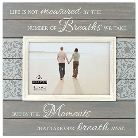 Malden International Designs Sun Washed Woods Moments Distressed Grey Picture Frame, 4x6, Gray