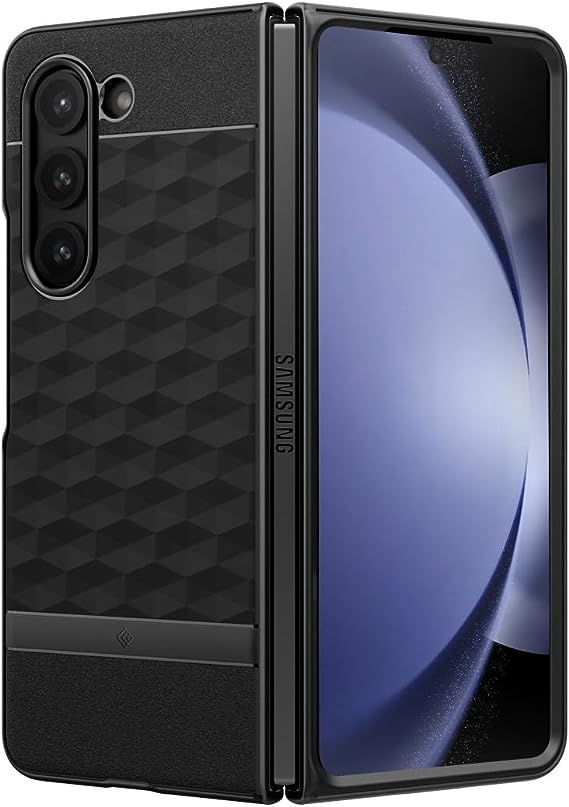 Caseology Parallax [3D Ergonomic Design] Full-Body Protective Case Compatible with Samsung Galaxy Z Fold 5 Case (2023) - Matte Black