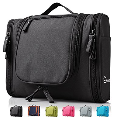 Heavy Duty Waterproof Hanging Toiletry Bag - Travel Cosmetic Makeup Bag for Women & Shaving Kit Organizer Bag for Men - Large Size: 10.2 x 4.5 x 8.5 Inch