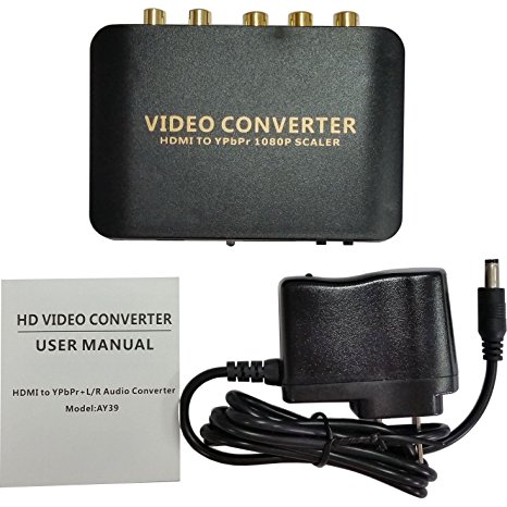 Whizzotech W2002 HDMI to 1080P Component Video (YPbPr) Scaler Converter Supporting R/L Audio Output