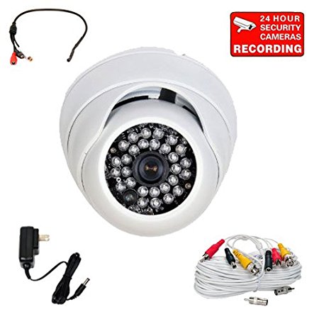VideoSecu Outdoor 700TVL Built-in 1/3'' Sony Effio Color CCD Infrared Dome Security Camera High Resolution Vandal Proof Day Night for Home CCTV DVR with Pre-Amp Microphone, Cable and Power Supply A86
