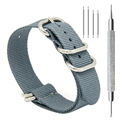 CIVO Heavy Duty G10 Zulu Military Watch Bands NATO Premium Ballistic Nylon Watch Strap 5 Rings with Stainless Steel Buckle 20mm 22mm 24mm