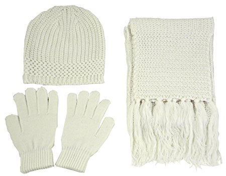 AMC Men & Women's 3 Piece Knit Winter Set - Beanie, Gloves, & Scarf