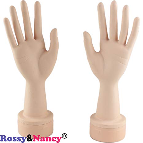 Rossy&Nancy Practice Flexible Mannequin Hand Nail Display with Soft Fingers and Practice Manicure Nails Hand