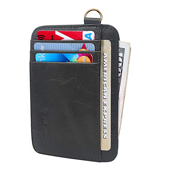 Nowbe Slim Front Pocket Minimalist Inserts Credit Card Mens Wallet Genuine Leather Small Size With Chain