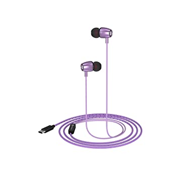 Portronics Conch 90 in Ear Wired Earphones with Mic, Type C Jack, 10mm Dynamic Drivers, Extra Bass, Magnetic Latch, 1.2M Nylon Braided Wire(Purple)