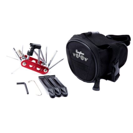 WOTOW Bicycle Repair Set Bike Outdoor Seat Saddle Bag 14 in 1 Multi Function Tool Kit Chain Splitter