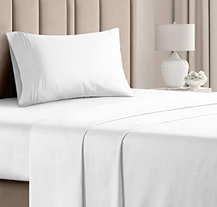 Twin Size Sheet Set - 3 Piece Set - Hotel Luxury Bed Sheets - Extra Soft - Deep Pockets - Easy Fit - Breathable & Cooling Sheets - Wrinkle Free - Comfy - White Bed Sheets – Twins Sheets - 3 PC