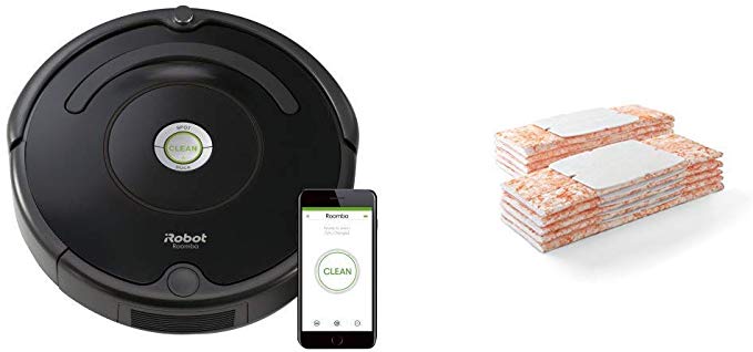 iRobot Roomba 675 Robot Vacuum-Wi-Fi Connectivity, Works with Alexa, Good for Pet Hair, Carpets, Hard Floors, Self-Charging &  Braava jet Damp Sweeping Pads (Pack Of 10)