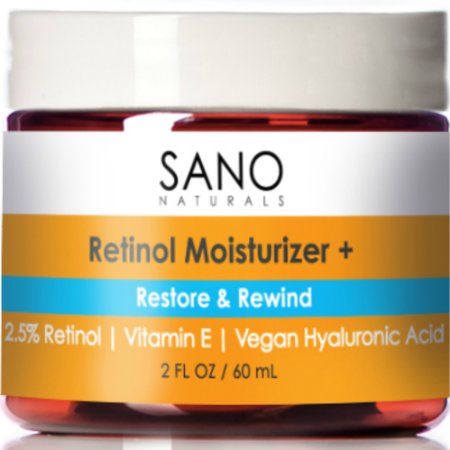 Retinol Cream 25 Moisturizer Best for Anti Aging Wrinkle and Marks Vegan and All Natural Helps with Acne and Firming Works with Any Sano Naturals Serum 2 oz UV Protectant Jar Day or Night Lotion for Men or Women