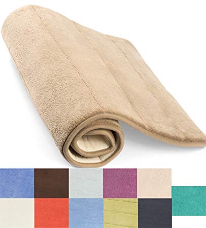 Simple Deluxe Beige  Bath or Kitchen Mat, Memory Foam Rug, Non Slip Backing, Washable, Absorbent Alfombras para Baños