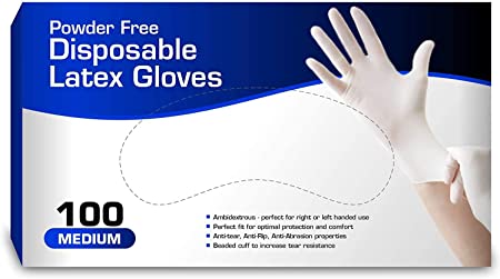 Chef's Star Disposable General Purpose Latex Gloves - Powder Free Medium (1 Pack) (Medium)