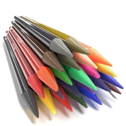 Woodless Colored Pencils 24-Unique Rich & Vibrant Colors (Soft Core, Pre-sharpened, Set of 24)