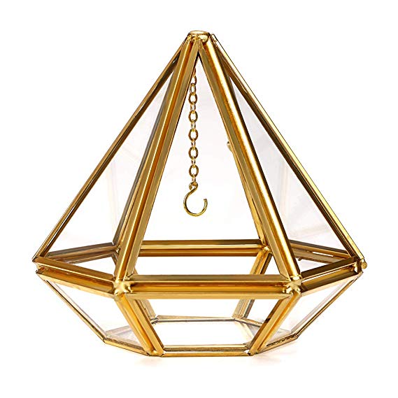 Hipiwe Jewelry Ring Display Holder - Pyramid Ring Holder Geometric Glass Ring Jewelry Box Wedding Ring Bearer Gift Box Hanging Prism Ring Stand Proposal Ring Display Case