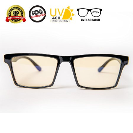 Anti-Reflective Computer Glasses by Bravado - Anti-Glare Lenses Block Blue Light to Fight Visual Fatigue - Completely Shatterproof and Provide UV 400 Protection - Stylish, Unisex Design - FDA Approved