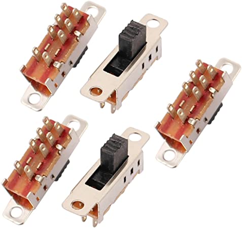 Sourcingmap 5Pcs 3 Position 8P DPDT Panel Mount Micro Slide Switch Latching Toggle Switch