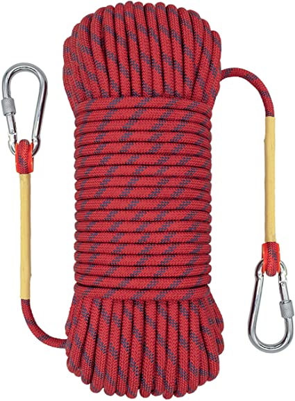 OXYVAN Rock Climbing Rope,32ft 49ft 65ft 98ft 164ft 10mm Static Rappelling Rope,Tree Climbing Gear Fire Escape Safety Rope