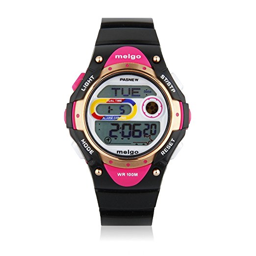 Cool Pasnew LED 100M Waterproof Digital Sport Watch for 5-15 Years Old Boys Girls Kids Students (Black)