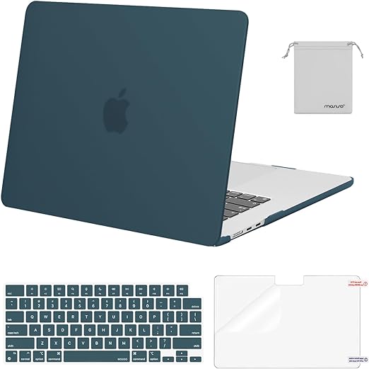 MOSISO Compatible with MacBook Air 15 inch Case 2023 Release A2941 M2 Chip with Liquid Retina Display Touch ID, Plastic Hard Shell&Keyboard Cover&Screen Protector&Storage Bag, Teal Green