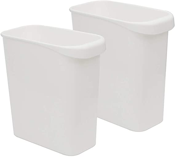 Besli 2 Gallon Small Trash Can Wastebasket for Bathroom Bedroom Kitchen Office,Pack of 2 (White)