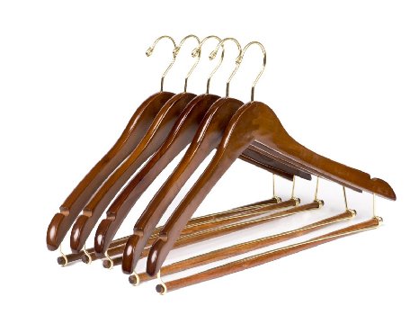Quality Hangers Wooden Hangers Beautiful Sturdy Suit Coat Hangers with Locking Bar Gold Hooks (10 PACK)