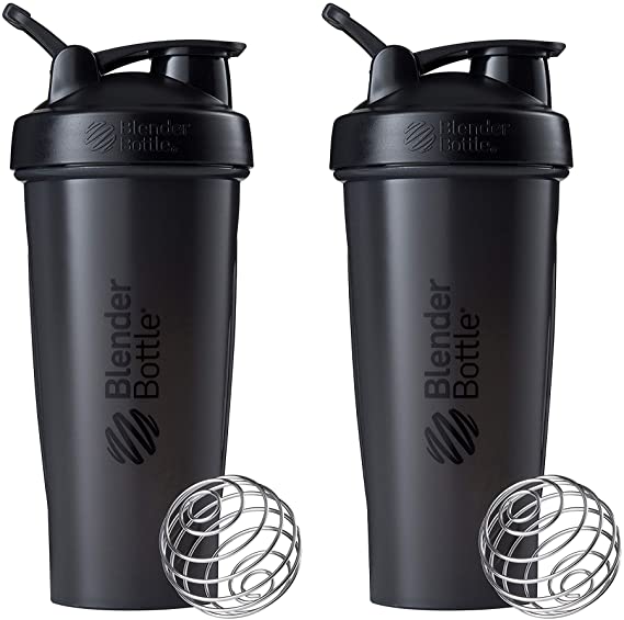 BlenderBottle Classic Shaker Bottle Perfect for Protein Shakes and Pre Workout, 28-Ounce (2 Pack), Black