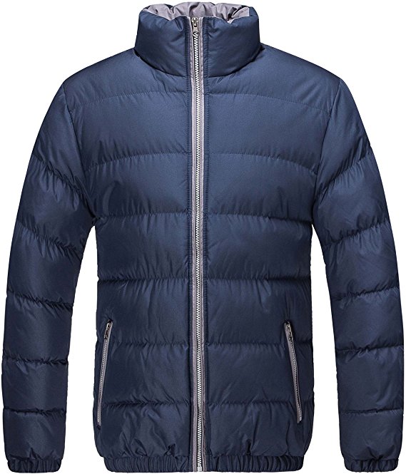 u2wear Men's heavy quilt winter Jacket Classic Short Puffer Water Resistant Bomber Coat
