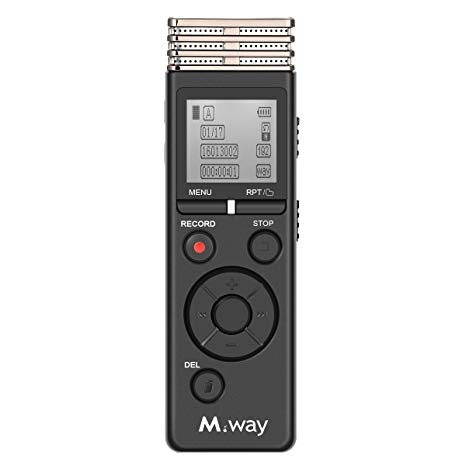 Voice Recorder, MWAY Digital Audio Recording Pen Voice Activated Recorder with MP3 Player,FM Supported,HD Microphone,Super Long 72h Recording,8G Memory,Noise Cancelling for Class,Lectures,Interview