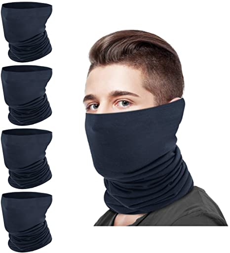 MoKo Neck Gaiter Face Mask Women Men 4 Pack, Bandana Scarf, UV/Dust Protection Reusable Washable Balaclava for Outdoor