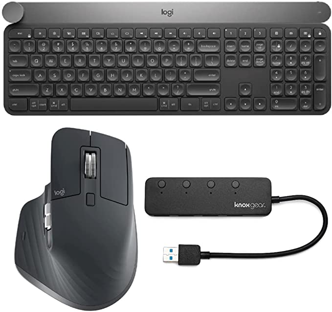 Logitech Craft Advanced Wireless Keyboard Bundle with Mx Master 3 Mouse and Knox USB Hub (3 Items)