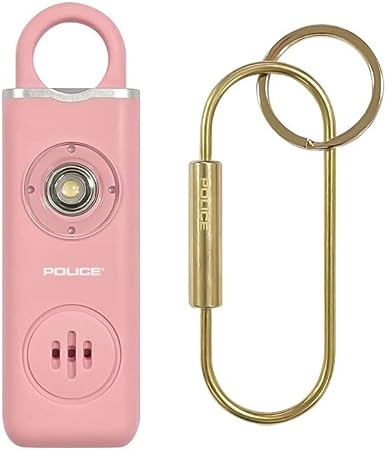 POLICE Personal Alarm Keychain for Women – 130dB Siren Alarm, LED Flashlight with Strobe Light Rechargeable Safety Alarm - Pink