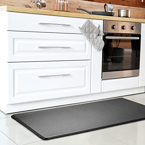 LUXEAR Anti Fatigue Kitchen Mat - Waterproof Anti Fatigue Kitchen Rug with Non-Slip Bottom - Cushioned Comfort Floor Mat - Comfort at Kitchen, Home, Office, Laundry Room - (17'' x 47'', Black)