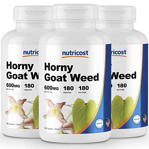 Nutricost Horny Goat Weed Extract (Epimedium) (3 Bottles) - 180 Capsules, 180 Servings Per Bottle; 600mg Per Capsule