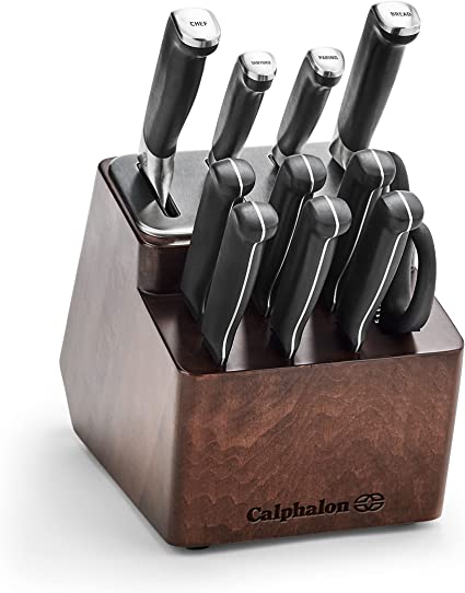 Calphalon Premier SharpIN Knife Set with Sharpening Knife Block, 12-Piece Carbon Steel Kitchen Knife Set