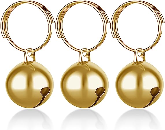 Coastal Pet Round Dog Bells Dog Charm Bells Pet Pendant, 3 PCS Anti-Lost Training Bells for Collars, Suitable for Pet Pendant Accessories,1/2-Inch, Silver (12, Gold)