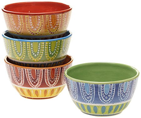 Certified International Tapas Ice Cream Bowl, 6-Inch, Assorted Designs, Set of 4