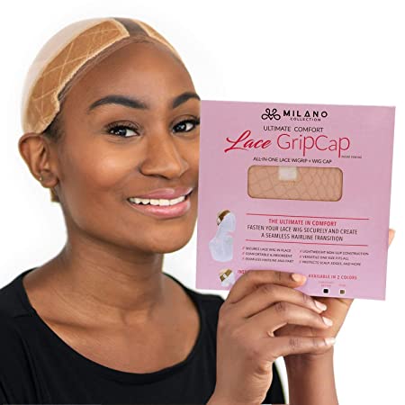 MILANO COLLECTION Lace Wig Grip Cap for Women | Stocking Dome Cap with Built In Elastic Headband | Non Slip Wig Gripper Accessories for Keeping Wigs Lace Front In Place, Nude, 1 Pack, One Size