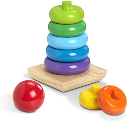 Melissa & Doug Jumbo Wooden Stacker Toy Nursery Playroom Décor – Classic ( 9 Pieces: Primary Colors, Great Gift for Girls and Boys - Best for 2, 3, 4 Year Olds and Up)