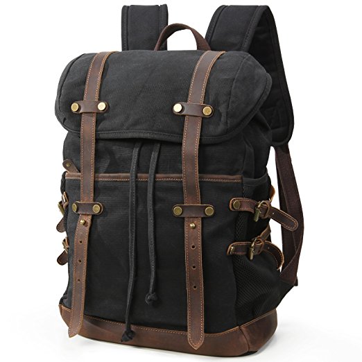 Lifewit Waxed Canvas Backpack Waterproof 15.6 Inch Laptop Casual School College Bags Travel Rucksack