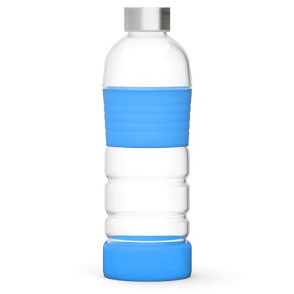 Xtremeglas Duo 32 oz Spillproof Leakproof Glass Water Bottle with Silicone Sleeves Recyclable BPA Free! ONE BOTTLE PER PACKAGE!