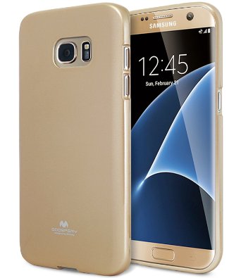 S7 EDGE Case Low Profile for Samsung Galaxy S7 EDGE Pearl Glitter MERCURY Jelly Case TPU Case Drop Protection Ultra Slim TPU Case Cover Anti-Yellowing  Discoloring Finish - Gold