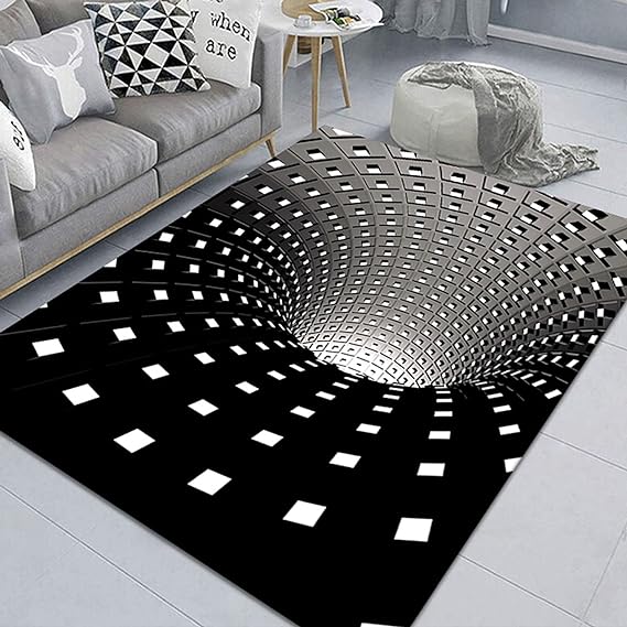 Geometric Optical Illusion Rug Fun Sensation of Falling Area Rugs for Bedroom Living Room Doormat Carpet 71x47 inch