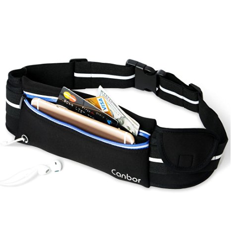 Running Belt, Sport Belt Canbor Running Waist Pack Pouch Bag Fanny Pack Sports Storage Belt for Apple iPhone iPod Samsung Galaxy Note and More, for Men Women Workout Exercise Gym Jogging Walking