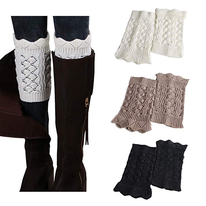 FAYBOX Women's Short Leg Warmer Crochet Boot Cover