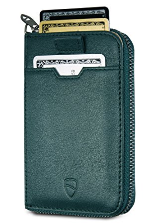 Vaultskin NOTTING HILL Slim Zip Wallet with RFID Protection for Cards Cash Coins (Alpine Green)