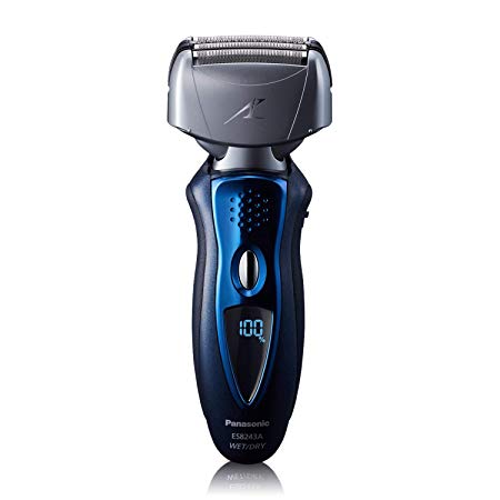 Panasonic Arc4 Men's Electric Shaver and Trimmer with Nanotech 4-Blade Cutting System, Flexible Pivoting Head and Pop-Up Trimmer – Hypoallergenic Wet Dry Electric Razor - ES8243AA Blue