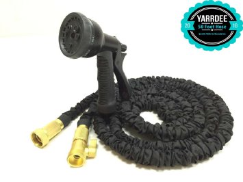 2016 New 50Ft, Lightweight, Heavy Duty, Expandable Garden Hose By Yarrdee - Great for Watering & All Chores - Solid Brass Fitting Connectors - Close Valve - Retractable Collapsible Easy Storage