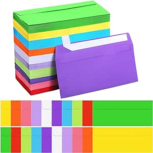 500 Pcs #10 Business Envelopes Adhesive Standard Envelopes Colored Envelopes for Office Check Invoices Letters Letterhead Invitations Announcements 4-1/8 x 9-1/2'' (Bright)