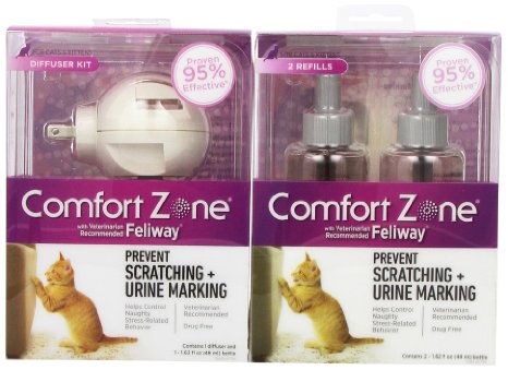 Comfort Zone with Feliway Cats Diffuser and Additional 2-Pack Refills Combo